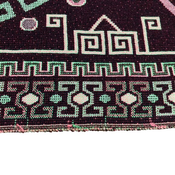 Woven Mayan-Inspired Tapestry Table Runner Or Lightweight Rug Mexico - Picture 8 of 8